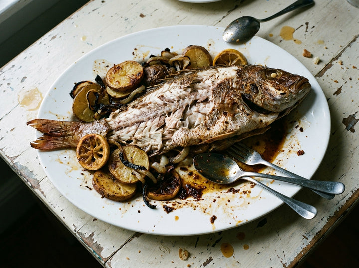 Whole Roast Snapper with Potatoes, made with Plateit Italian Chilli Oil