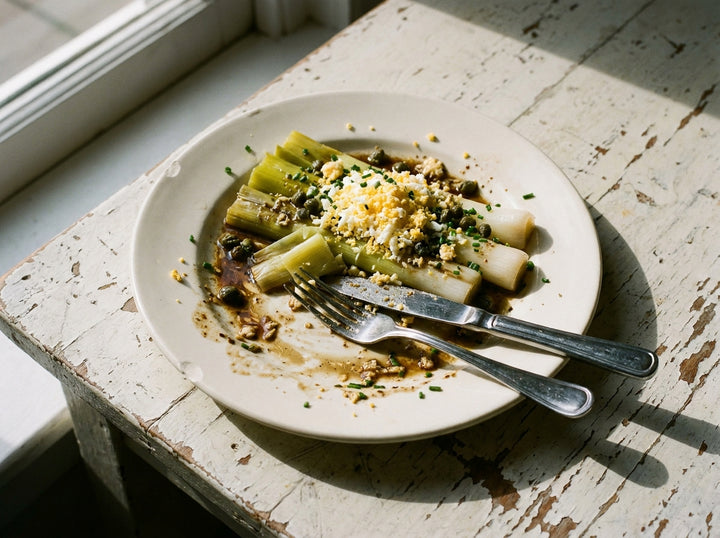 Poached Leeks Vinaigrette, made with Plateit French Vinaigrette