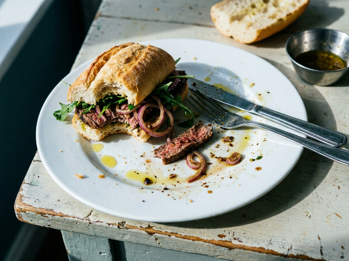 Steak Sandwich with Vinaigrette Onions, made with Plateit French Vinaigrette