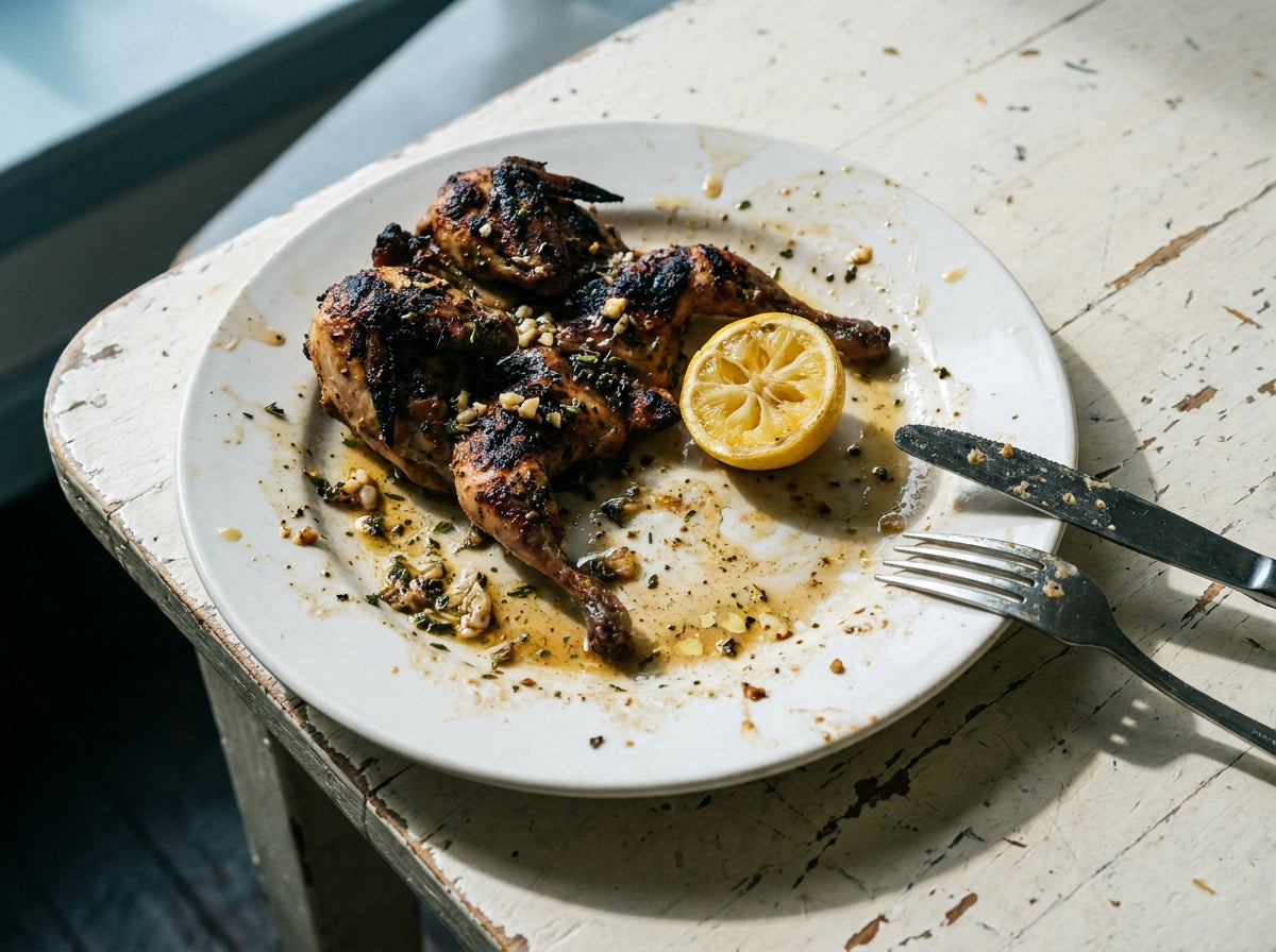 Barbecued Quail, made with Plateit Raspberry Vinaigrette