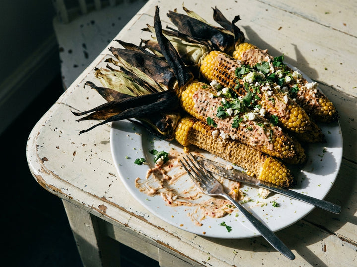 Old Red Charred Corn with Rub Mayonnaise, made with Plateit Old Red BBQ Rub
