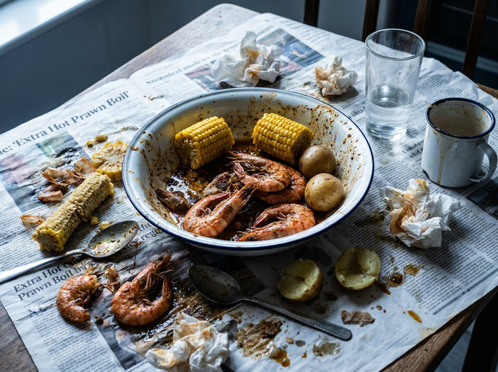 Extra Hot Prawn Boil, made with Plateit Extra Hot Chilli Crunch