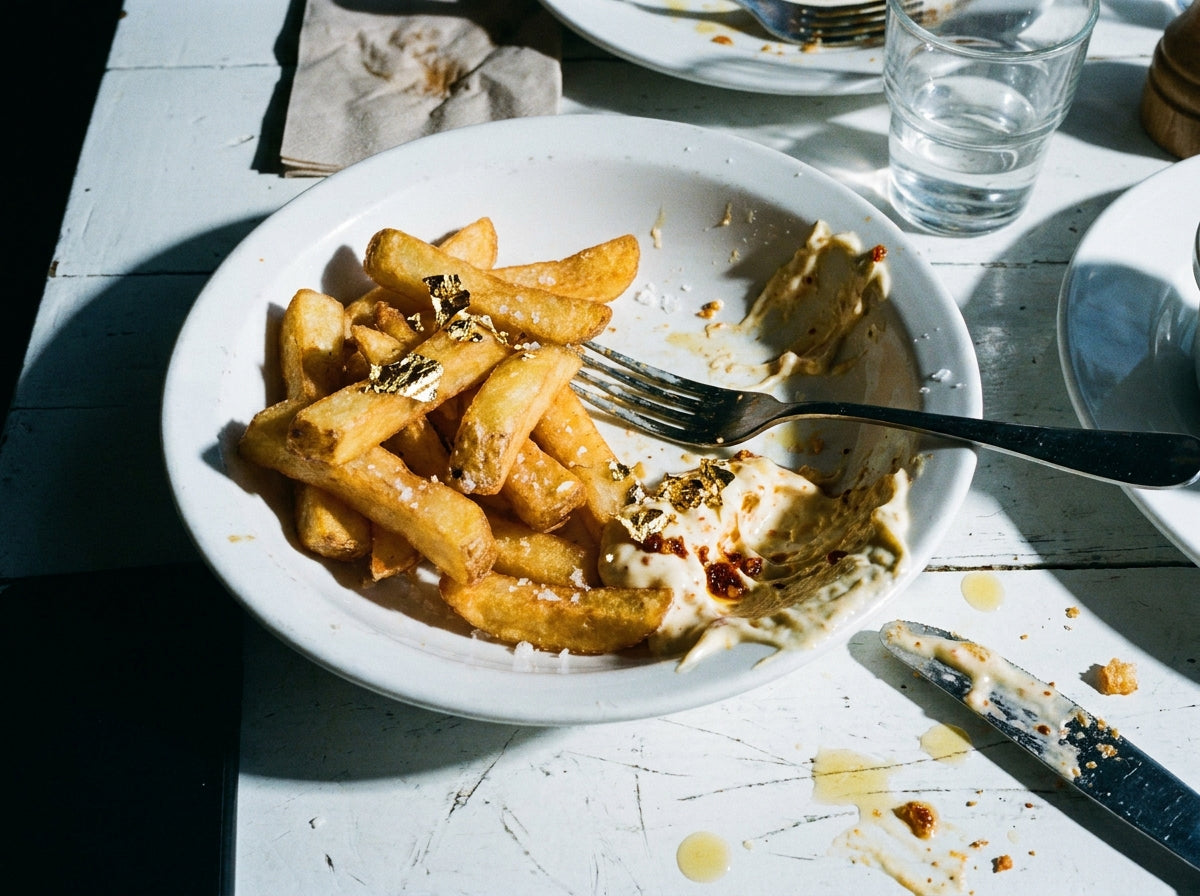 Gold Leaf Hand Cut Chips, made with Plateit Gold Leaf Chilli Crunch