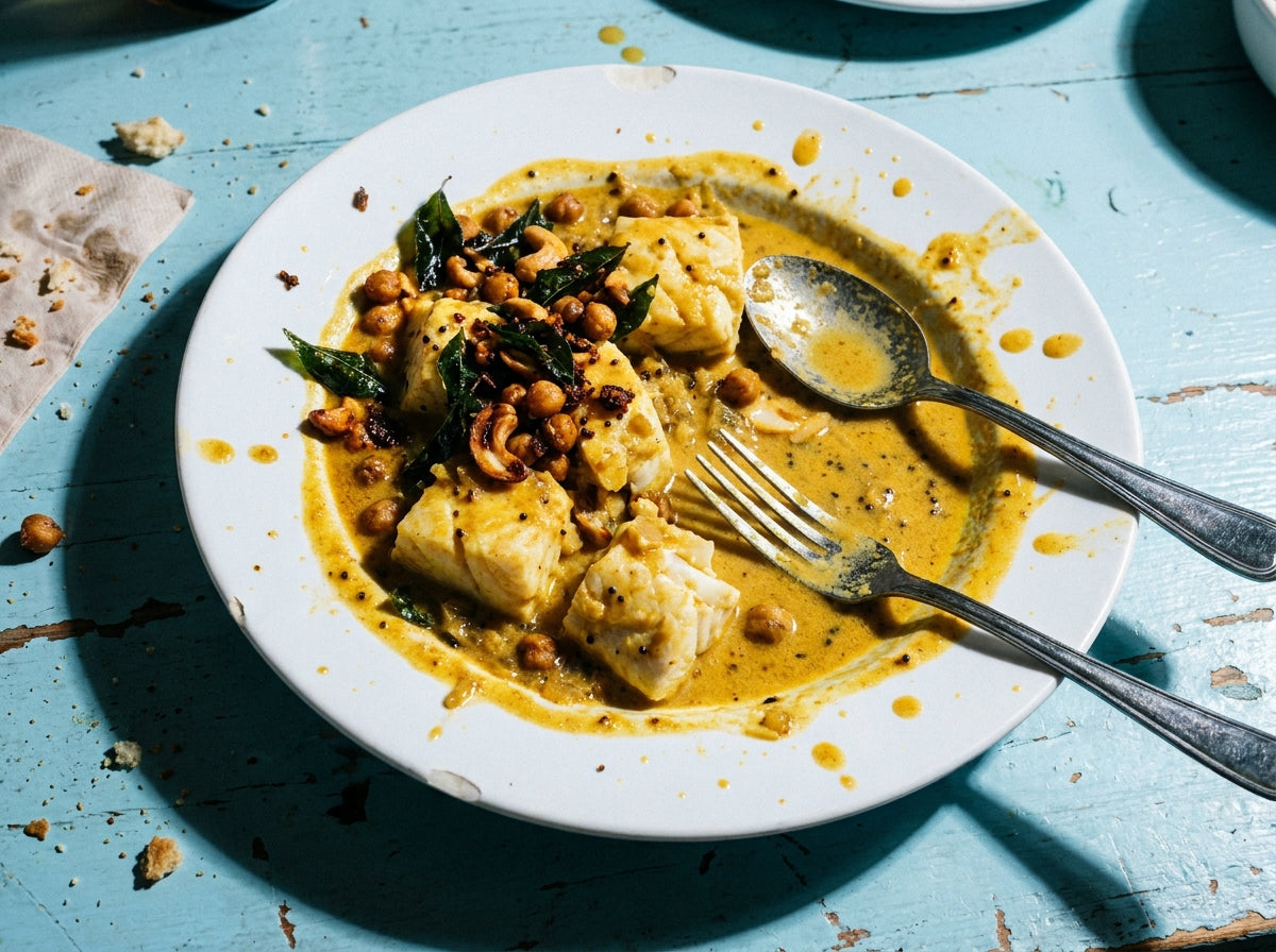 Bombay Coconut Fish Curry, made with Plateit Bombay Chilli Crunch