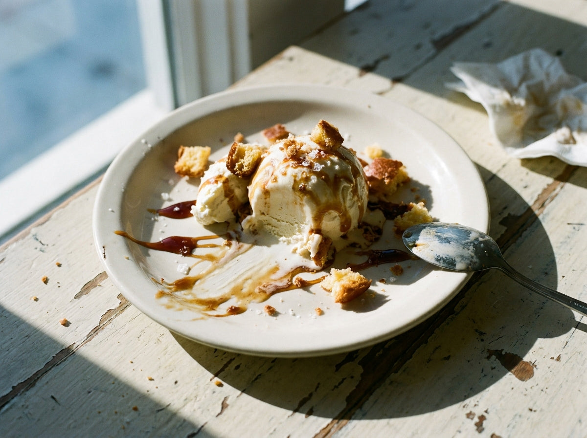 Hot Honey Sundae with Brioche Crumbs, made with Plateit Hot Honey Drizzle