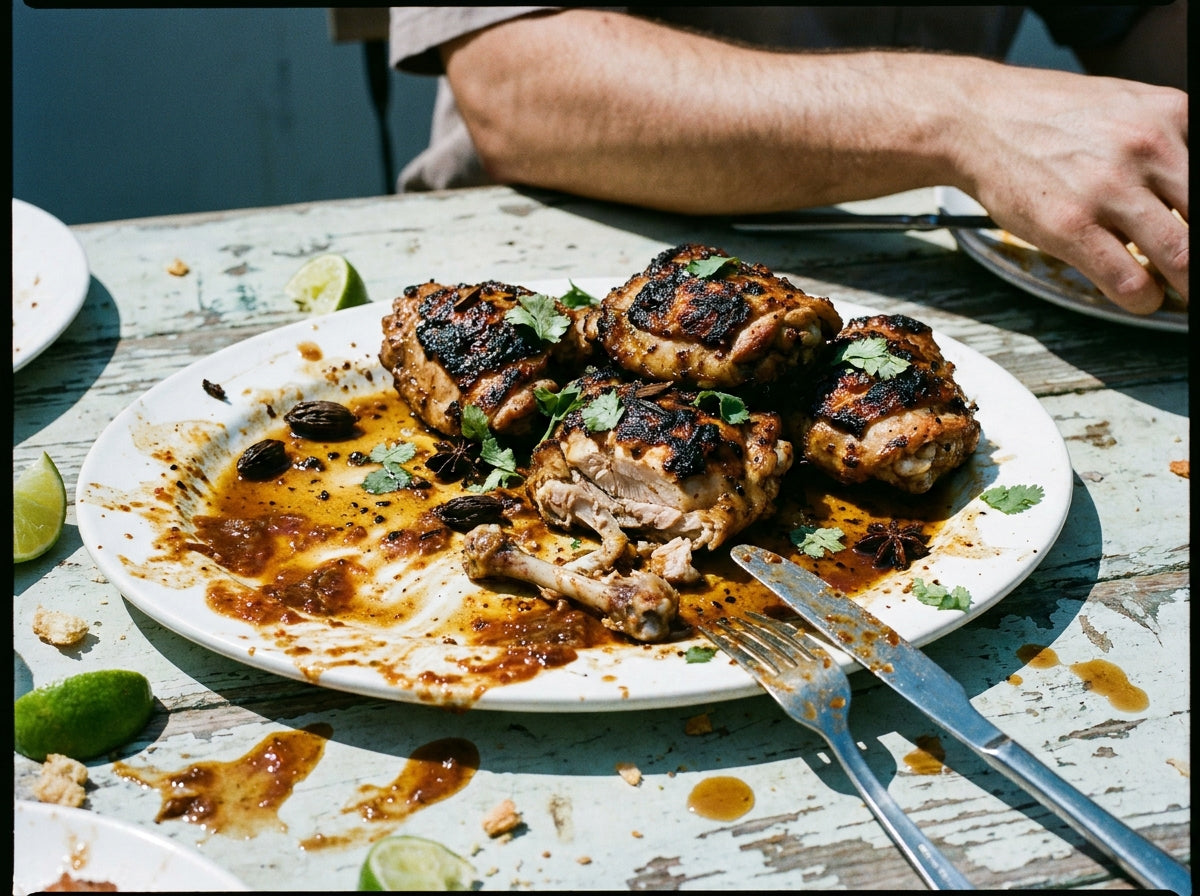 Barbecued Chicken Thighs, Extra Hot, made with Plateit Extra Hot Chilli Crunch