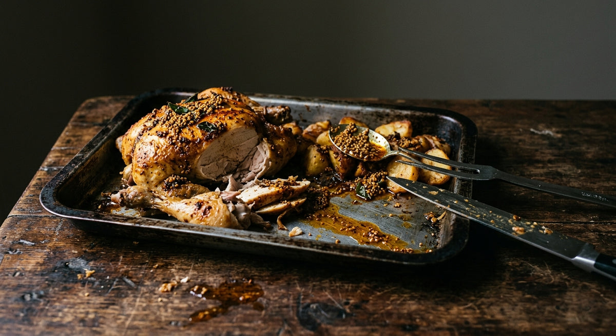 Bombay Roast Chook with Crunch Potatoes
