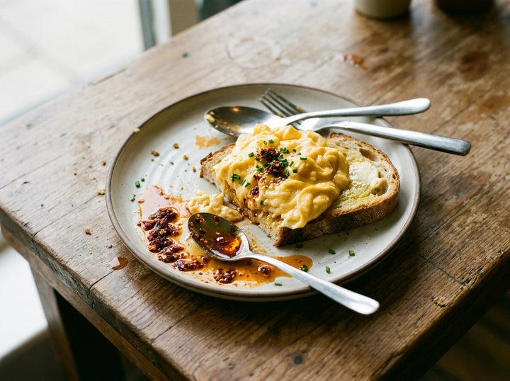 Chilli Crunch Scrambled Eggs made with Plateit Chilli Crunch