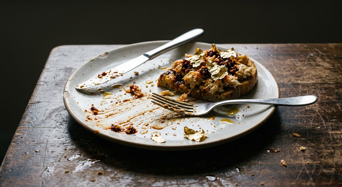 Crab on Toast with Gold Leaf Chilli Crunch