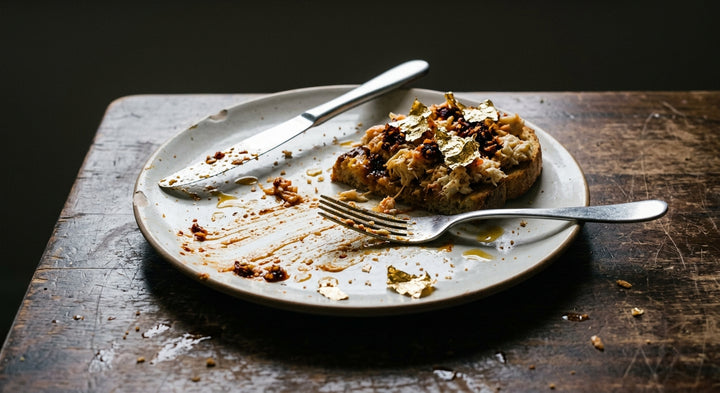 Crab on Toast with Gold Leaf Chilli Crunch