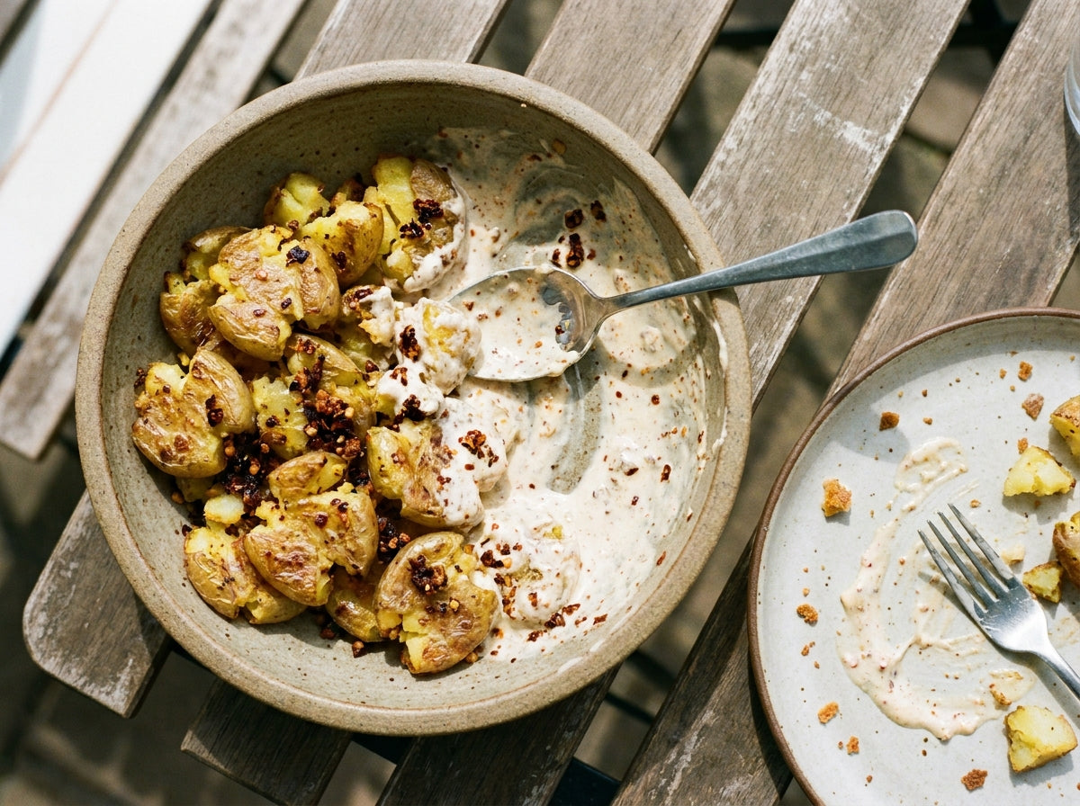 Crunchy Chilli Potato Salad made with Plateit Chilli Crunch