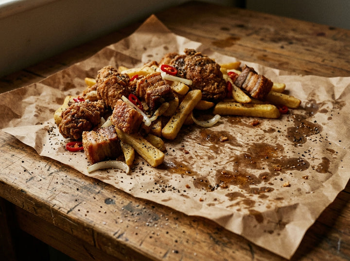 Homemade Spice Bag w/ Crispy Pork Belly and Chicken made with Plateit Salt n' Pepper Spice Bag Seasoning