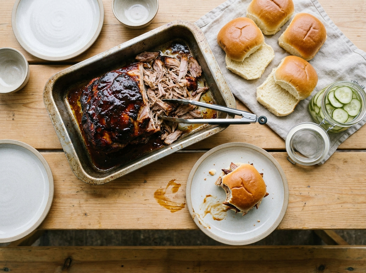 Hot Honey Glazed Slow-Roast Pork Shoulder made with Plateit Hot Honey Drizzle