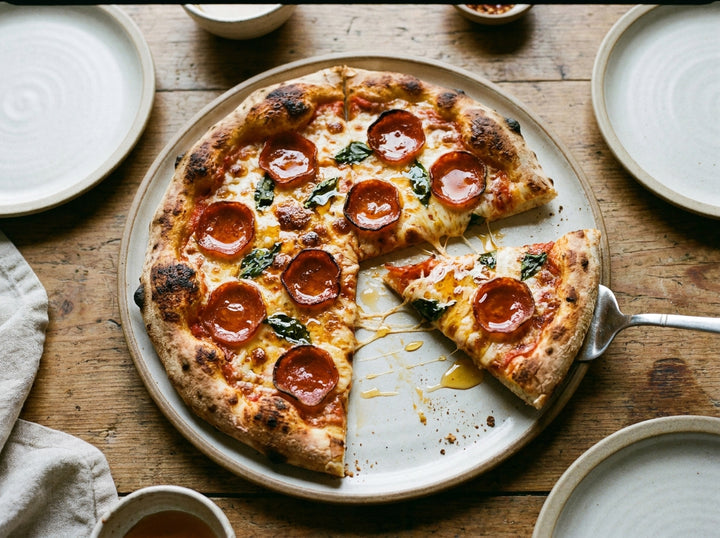 Hot Honey Pizza made with Plateit Hot Honey Drizzle