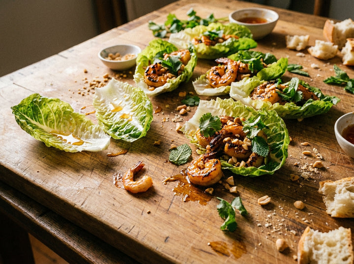 Hot Honey Prawn Lettuce Cups made with Plateit Hot Honey Drizzle