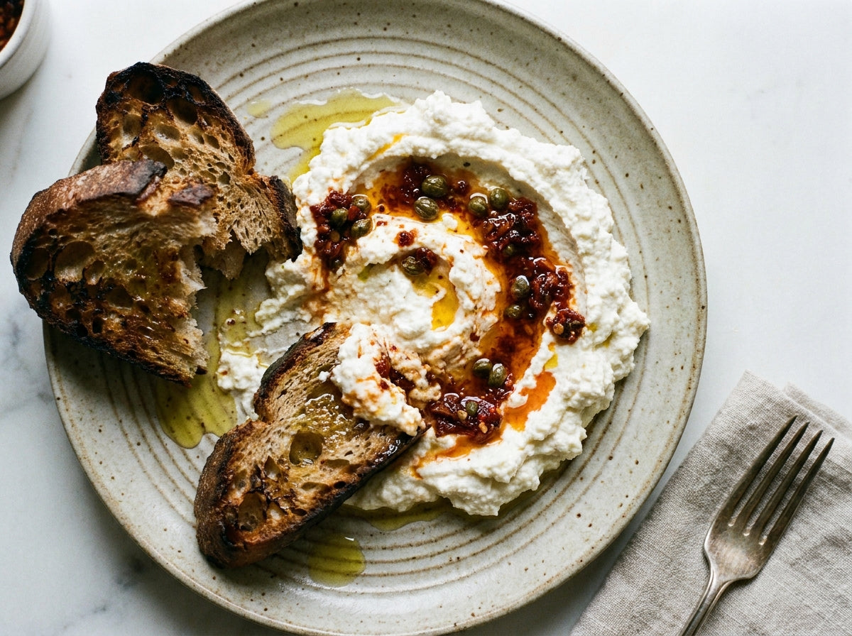 Italian Chilli Crunch Whipped Ricotta made with Plateit Italian Chilli Crunch