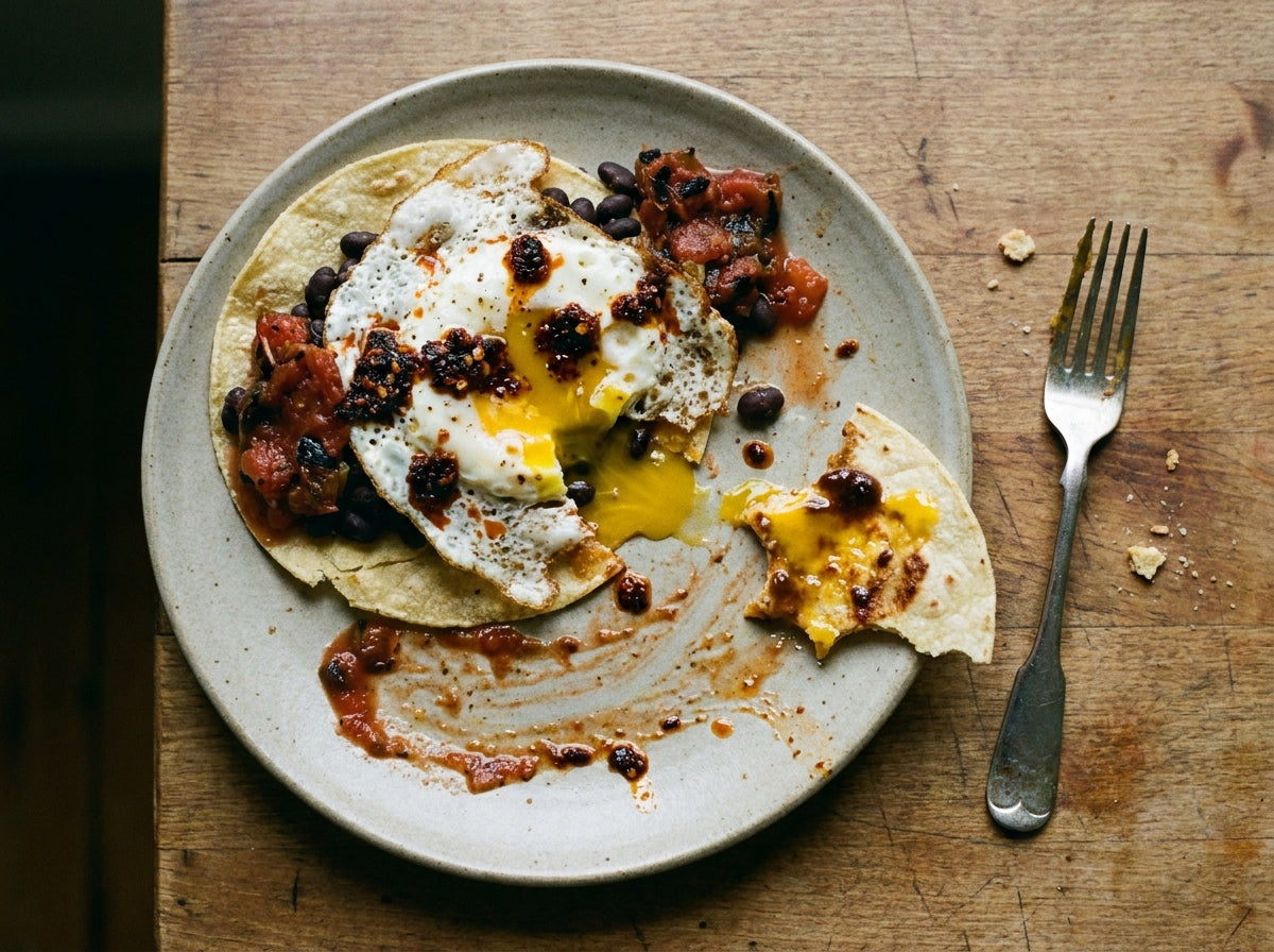 Mexican Chilli Crunch Huevos Rancheros made with Plateit Mexican Chilli Crunch
