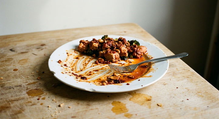 Peanut Rayu Poached Chicken and Charred Broccolini