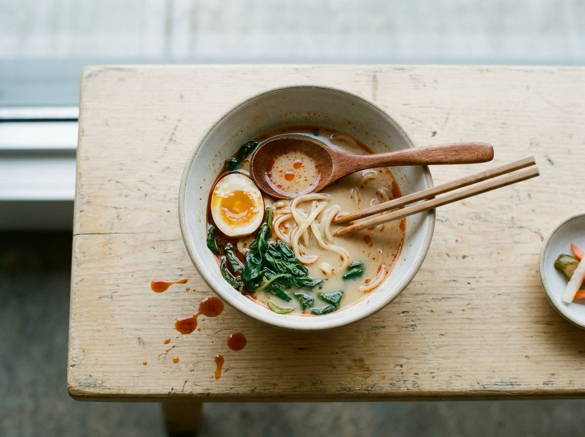 Peanut Rayu Noodle Soup made with Plateit Japanese Peanut Rayu