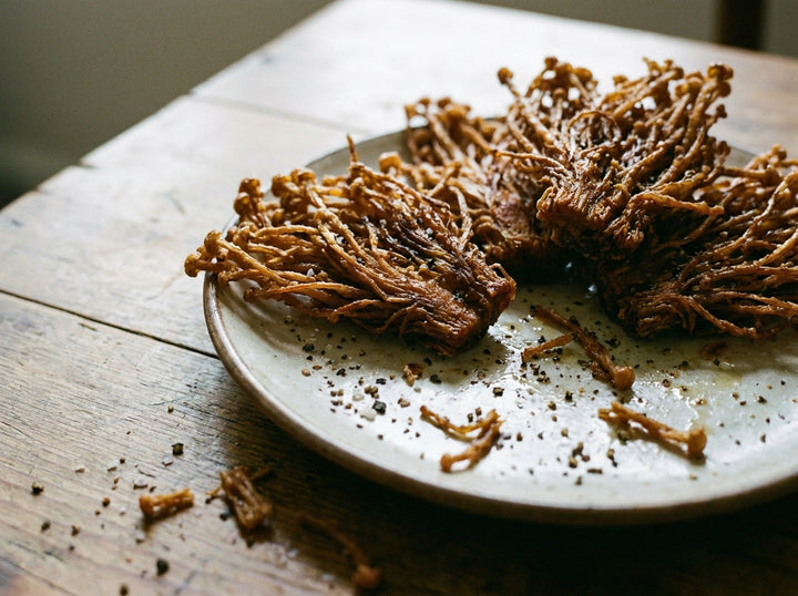 Salt & Pepper Enoki Mushrooms made with Plateit Salt n' Pepper Spice Bag Seasoning