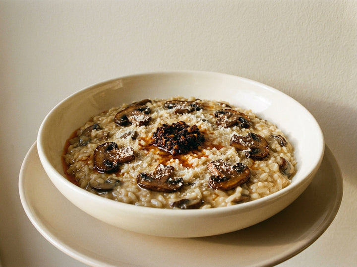 Truffle Mushroom Risotto made with Plateit Truffle Chilli Crunch
