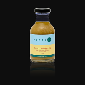Plateit French Vinaigrette 250ml bottle on a black background