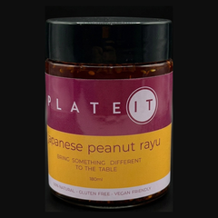 Plateit Japanese Peanut Rayu jar on a black background